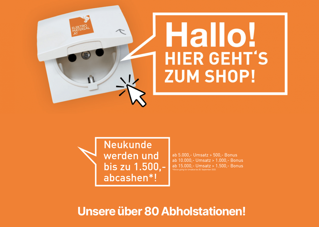 ELEKTROMATERIAL.AT jetzt online: neuer Partner im Elektro-Großhandel