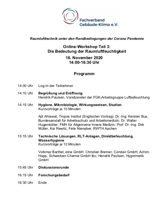 Raumluftfeuchtigkeit und die Übertragung von Covid-19