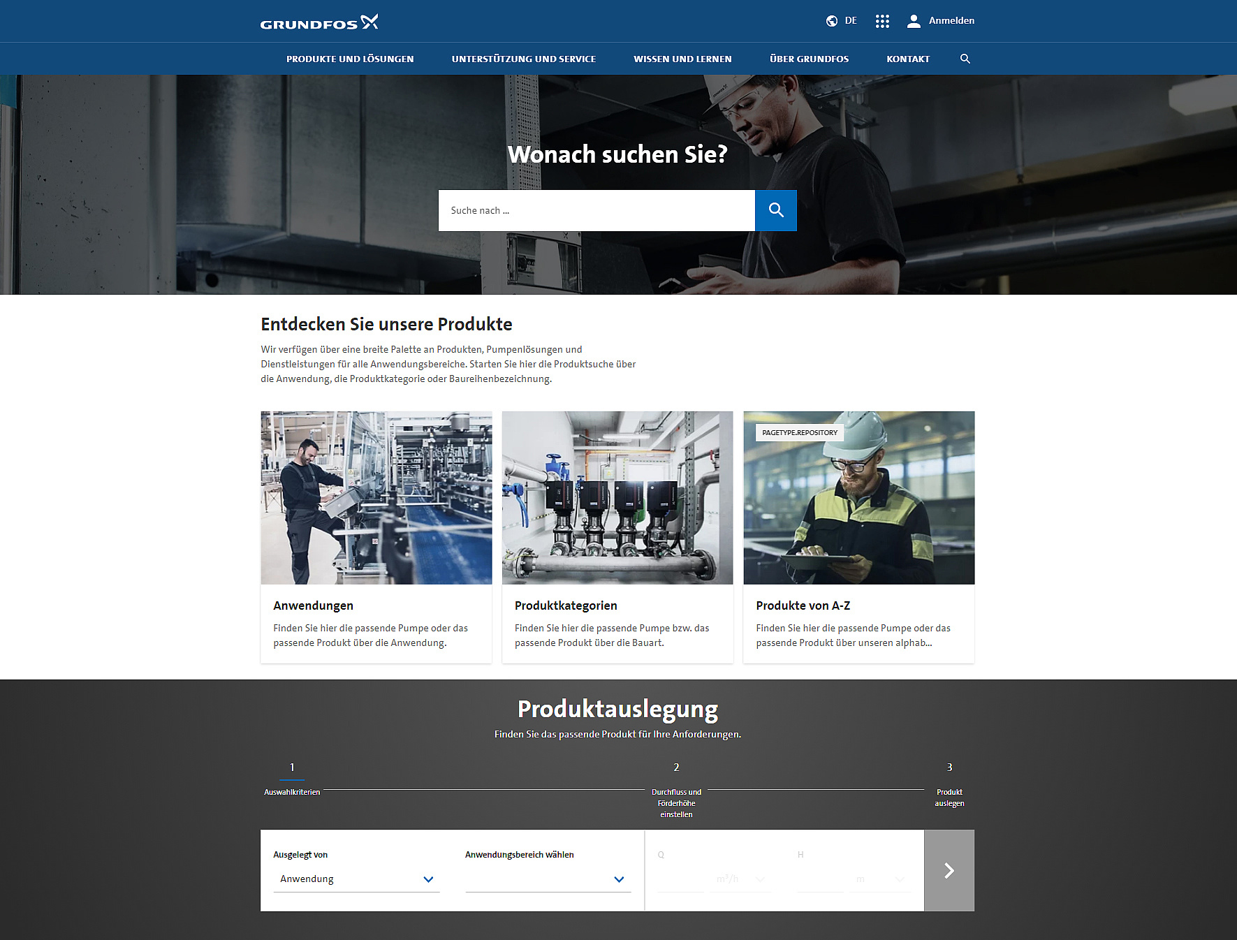 Neue Grundfos Website mit schneller, einfacher Nutzung